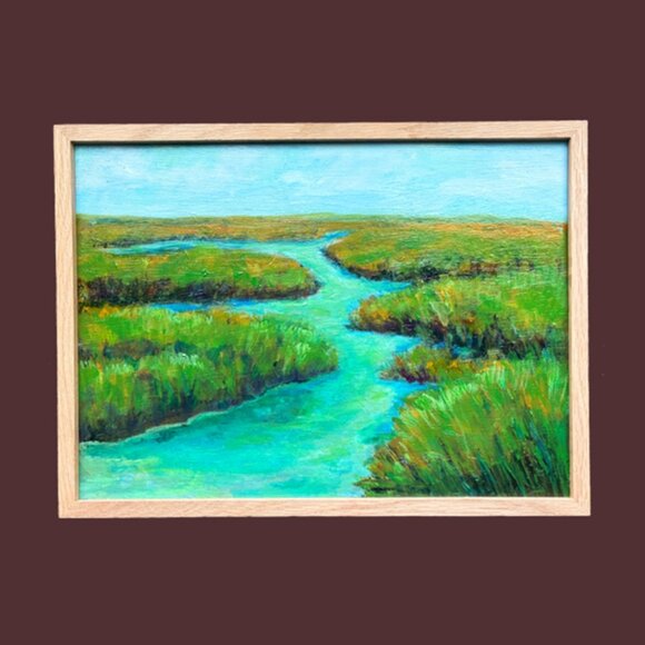 Georgia Salt Marsh Painting Wall Art | Low Country Landscape | Coastal Decor - Picture 1 of 2